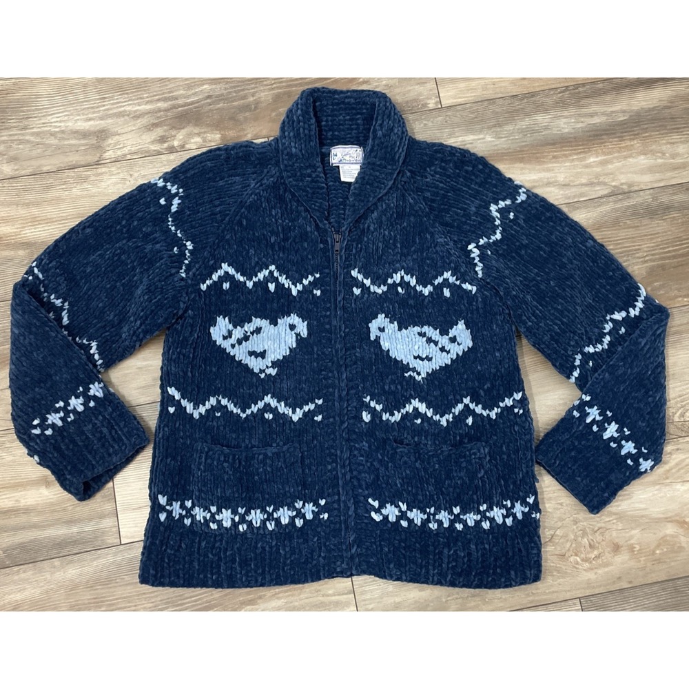 April Cornell Womens Bookshop Sweet Soft Acrylic Cardigan Size‎ M Blue Chicks
